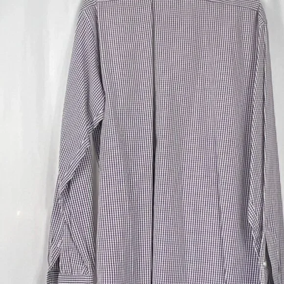 Saks Fifth Avenue Purple Plaid Mens Dress Shirt, Size: 16 1/2 /42 - Picture 3 of 4
